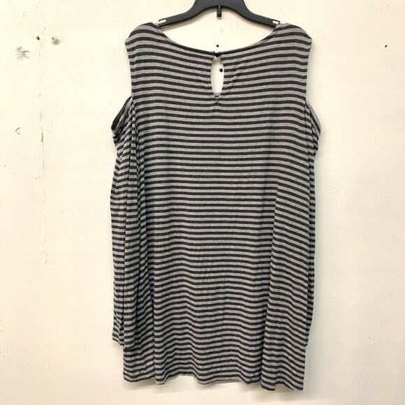 Vince Camuto Multicolor Stripe Cold Shoulder Stretch Blouse - Picture 2 of 4